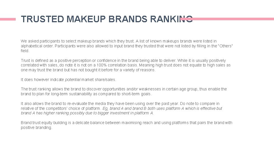TRUSTED MAKEUP BRANDS RANKING We asked participants to select makeup brands which they trust. TRUSTED MAKEUP BRANDS RANKING We asked participants to select makeup brands which they trust.