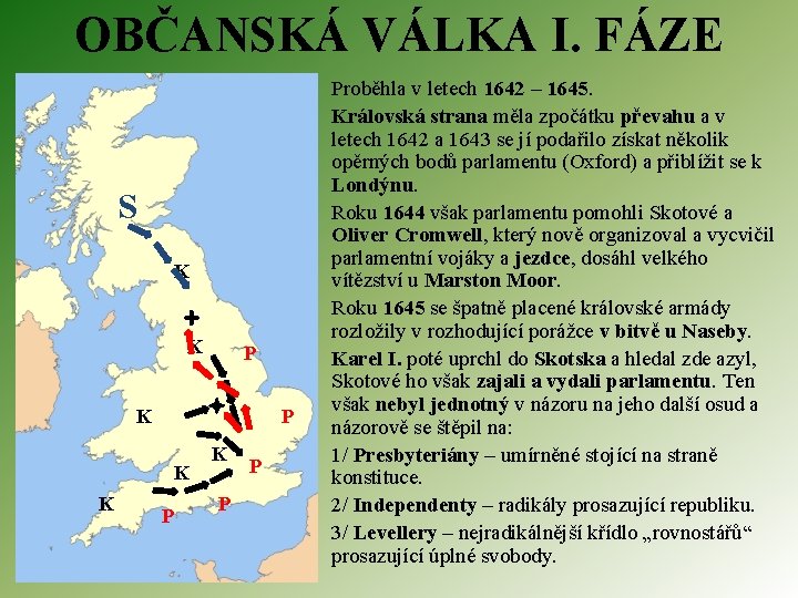 OBČANSKÁ VÁLKA I. FÁZE S K K P K P P Proběhla v letech