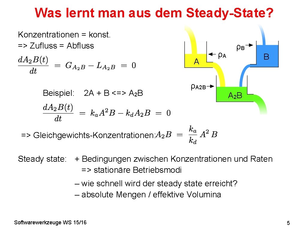Was lernt man aus dem Steady-State? Konzentrationen = konst. => Zufluss = Abfluss A