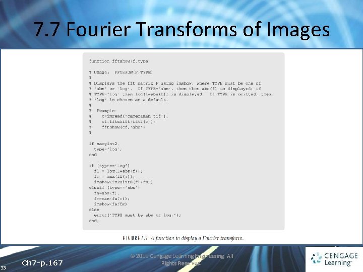 7. 7 Fourier Transforms of Images 33 Ch 7 -p. 167 © 2010 Cengage