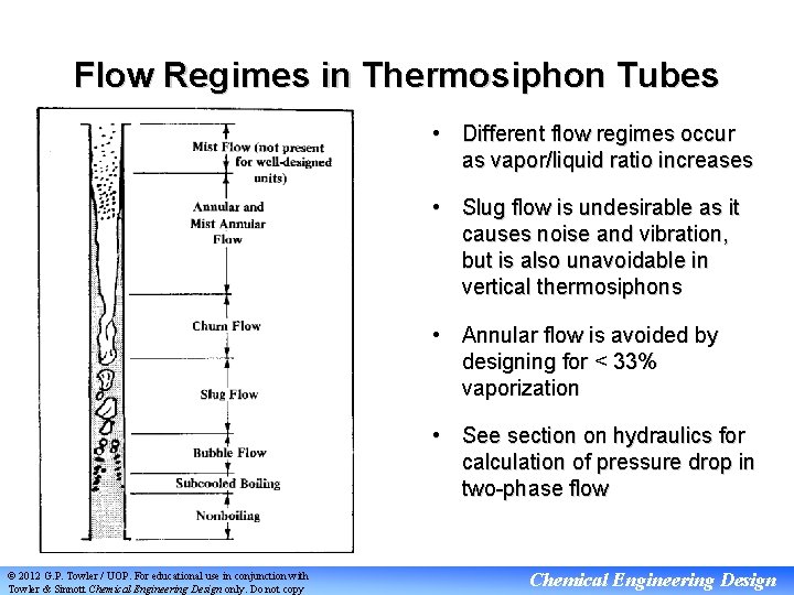 Flow Regimes in Thermosiphon Tubes • Different flow regimes occur as vapor/liquid ratio increases