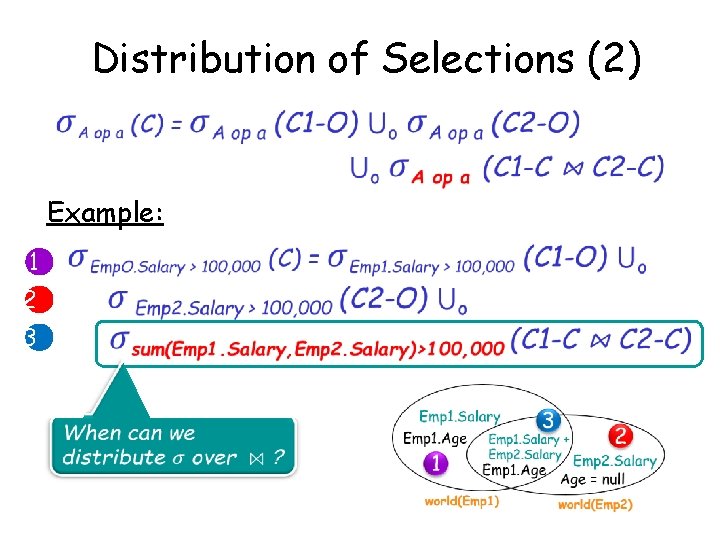Distribution of Selections (2) Example: 1 2 3 