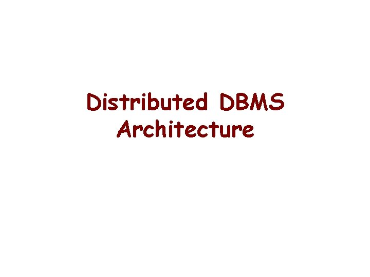 Distributed DBMS Architecture 