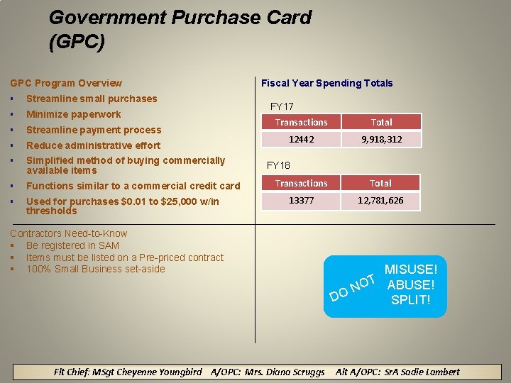 Government Purchase Card (GPC) GPC Program Overview § Streamline small purchases § Minimize paperwork