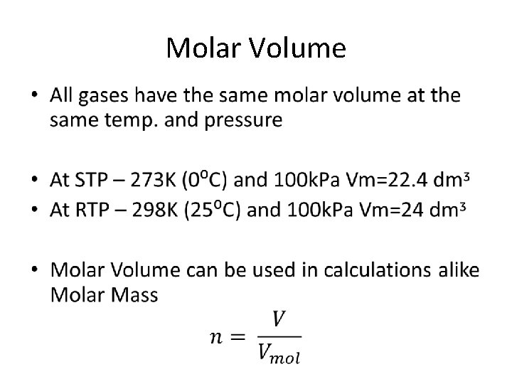 Molar Volume • 