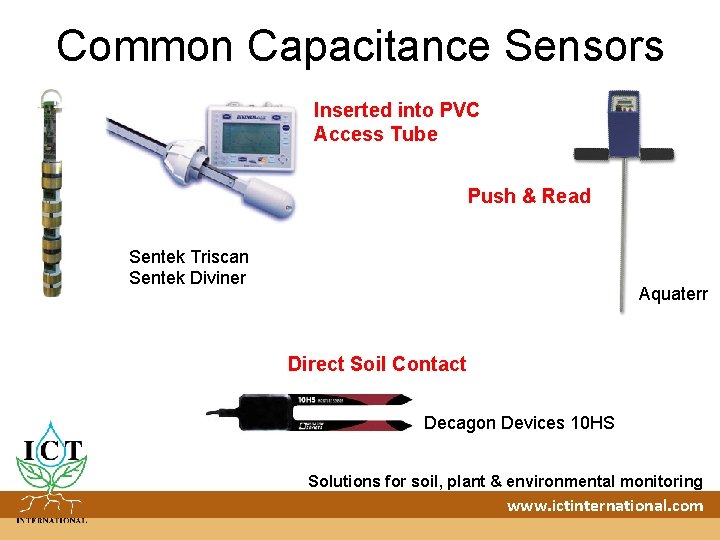 Common Capacitance Sensors Inserted into PVC Access Tube Push & Read Sentek Triscan Sentek