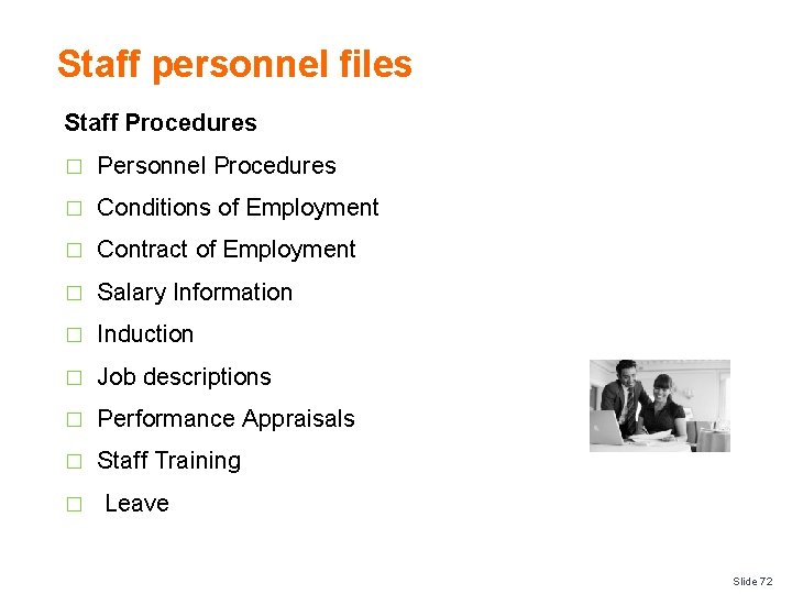 Staff personnel files Staff Procedures � Personnel Procedures � Conditions of Employment � Contract