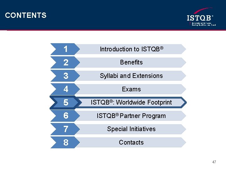 CONTENTS 1 Introduction to ISTQB® 2 Benefits 3 Syllabi and Extensions 4 Exams 5
