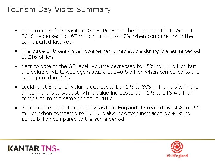 Tourism Day Visits Summary § The volume of day visits in Great Britain in