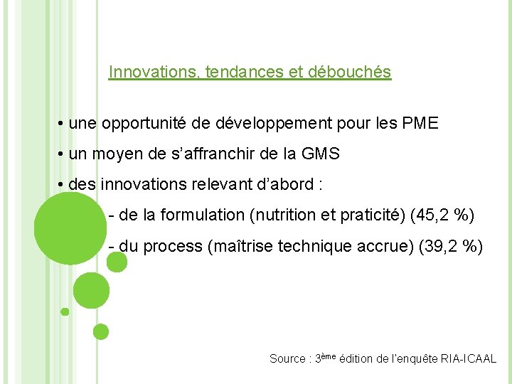 Innovations, tendances et débouchés • une opportunité de développement pour les PME • un
