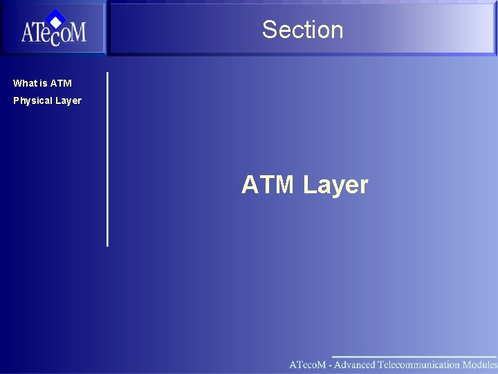 Section What is ATM Physical Layer ATM Layer 