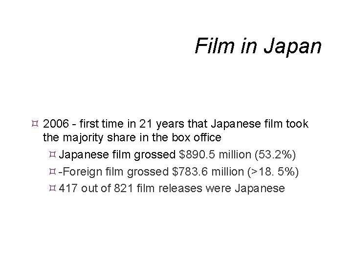 Film in Japan 2006 - first time in 21 years that Japanese film took