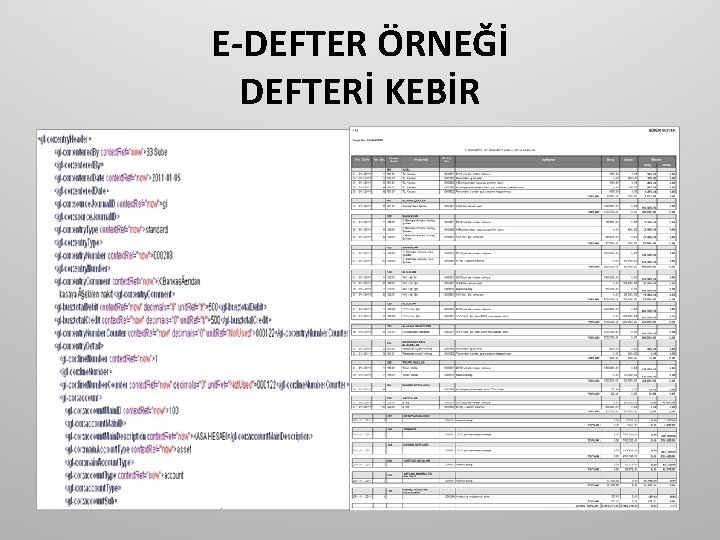 E-DEFTER ÖRNEĞİ DEFTERİ KEBİR 