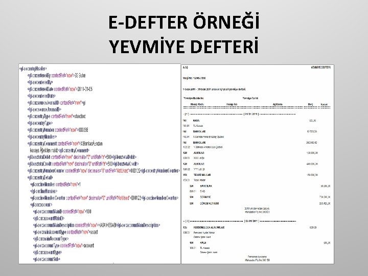 E-DEFTER ÖRNEĞİ YEVMİYE DEFTERİ 