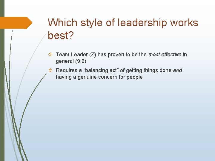 Which style of leadership works best? Team Leader (Z) has proven to be the