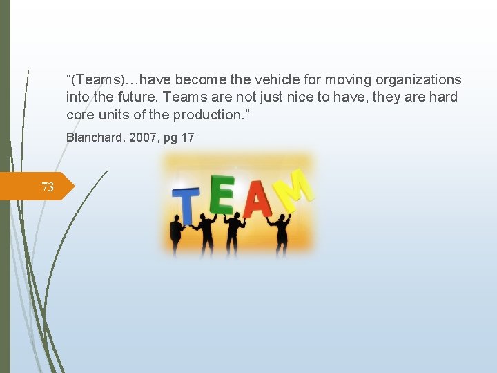 “(Teams)…have become the vehicle for moving organizations into the future. Teams are not just