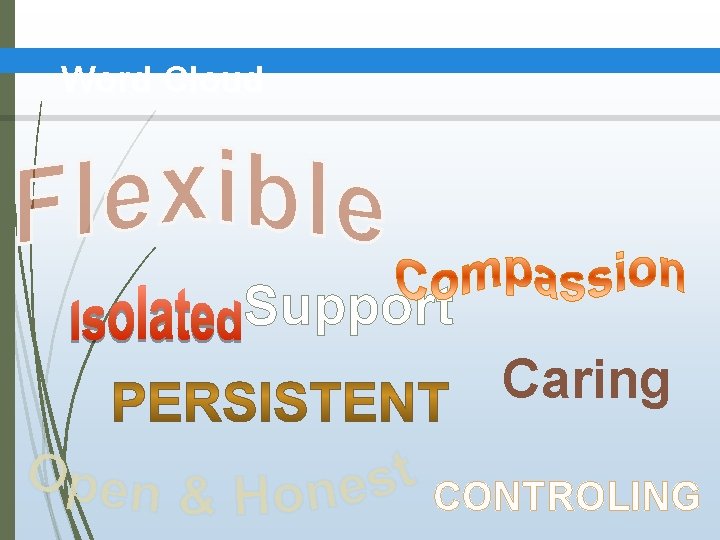 Word Cloud Support Caring CONTROLING 