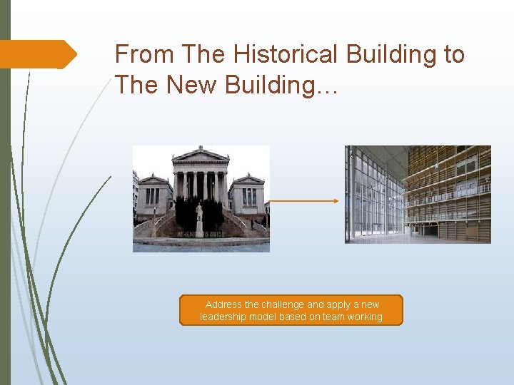 From The Historical Building to The New Building… Address the challenge and apply a
