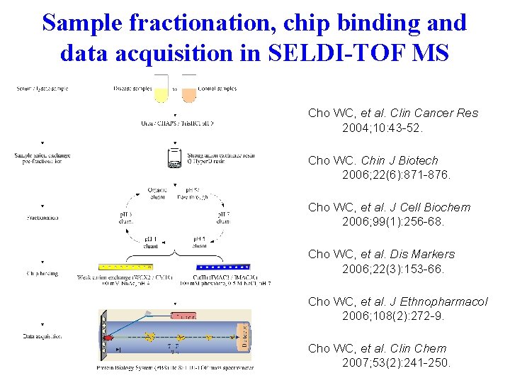 Sample fractionation, chip binding and data acquisition in SELDI-TOF MS Cho WC, et al.