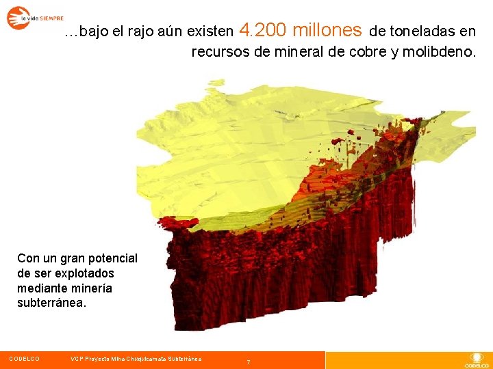 …bajo el rajo aún existen 4. 200 millones de toneladas en recursos de mineral