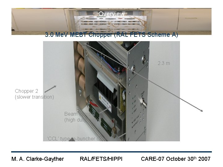 Overview 3. 0 Me. V MEBT Chopper (RAL FETS Scheme A) 2. 3 m