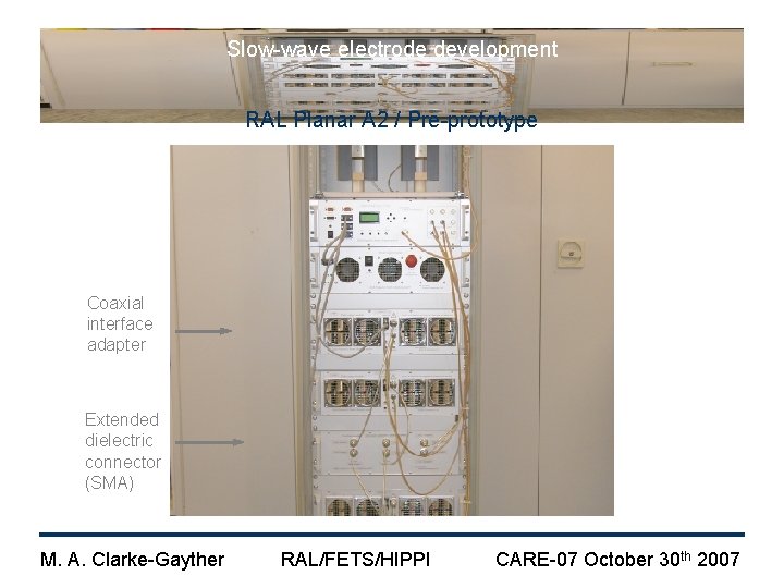 Slow-wave electrode development RAL Planar A 2 / Pre-prototype Coaxial interface adapter Extended dielectric