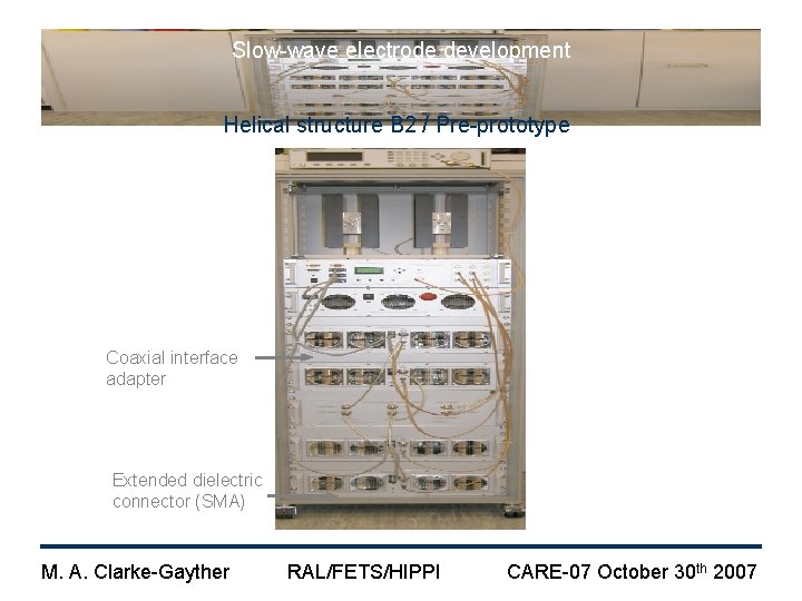 Slow-wave electrode development Helical structure B 2 / Pre-prototype Coaxial interface adapter Extended dielectric