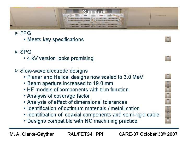 Summary Ø FPG • Meets key specifications Ø SPG • 4 k. V version