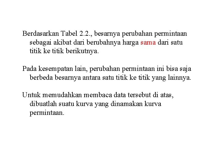 Berdasarkan Tabel 2. 2. , besarnya perubahan permintaan sebagai akibat dari berubahnya harga sama