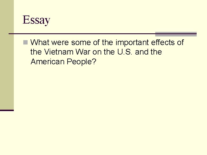 Essay n What were some of the important effects of the Vietnam War on