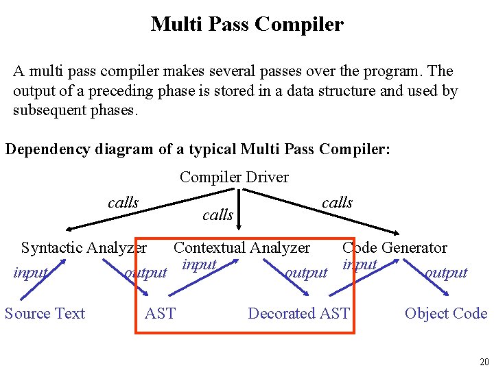 Multi Pass Compiler A multi pass compiler makes several passes over the program. The