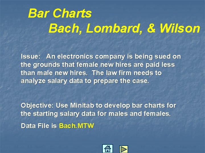 Bar Charts Bach, Lombard, & Wilson Issue: An electronics company is being sued on
