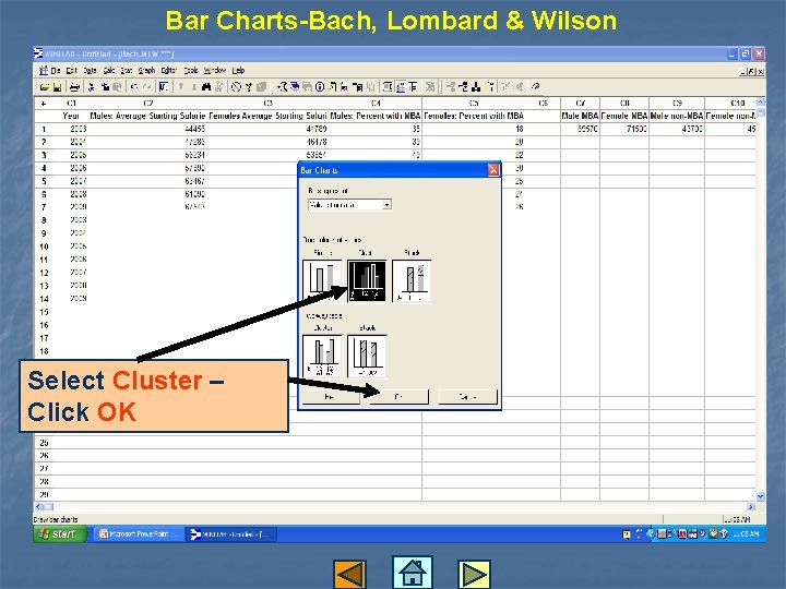 Bar Charts-Bach, Lombard & Wilson Select Cluster – Click OK 