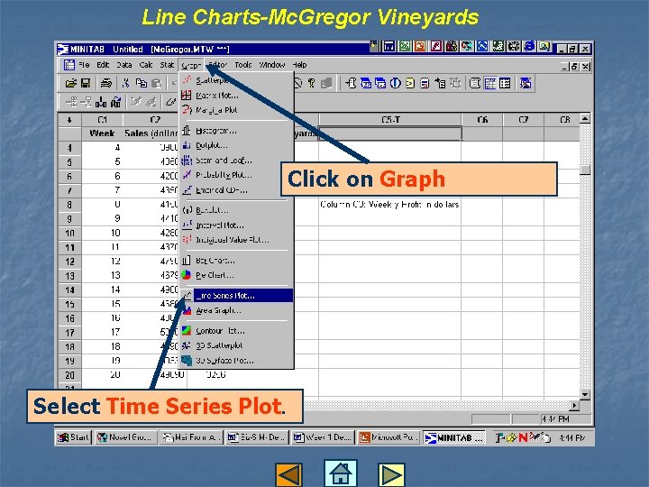 Line Charts-Mc. Gregor Vineyards Click on Graph Select Time Series Plot. 