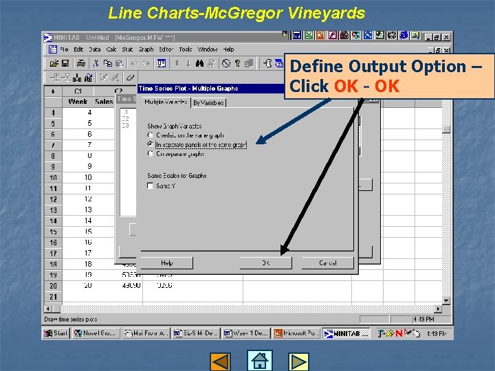 Line Charts-Mc. Gregor Vineyards Define Output Option – Click OK - OK 