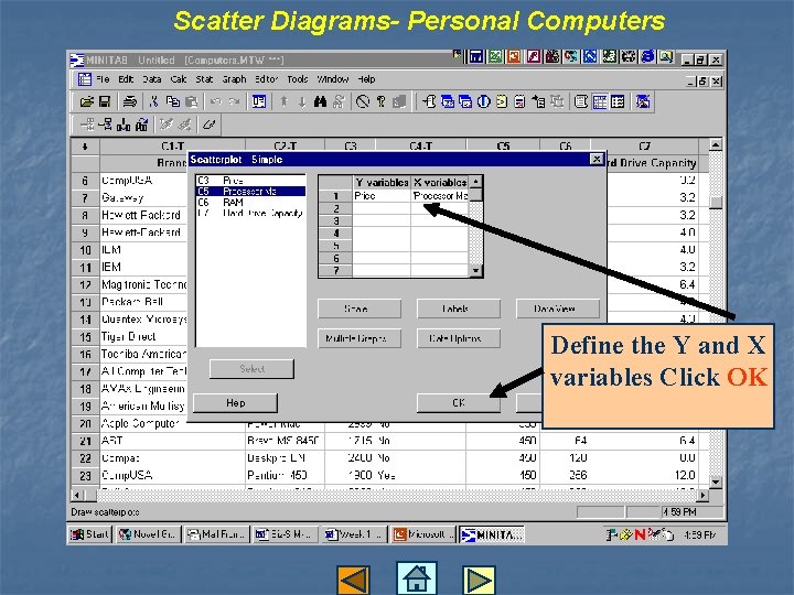 Scatter Diagrams- Personal Computers Define the Y and X variables Click OK 