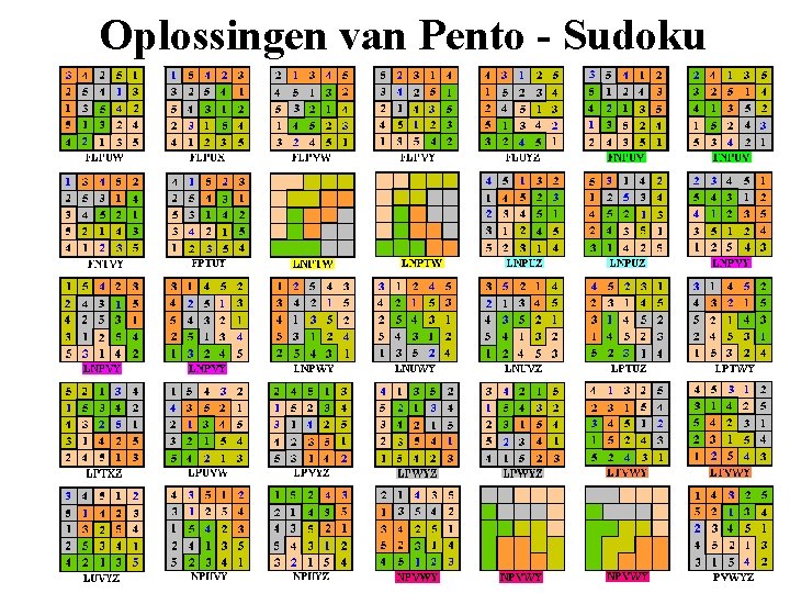 Oplossingen van Pento - Sudoku 