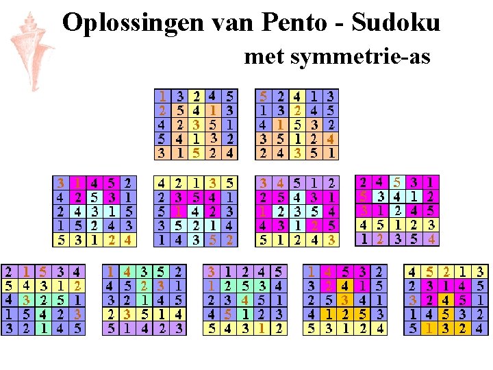 Oplossingen van Pento - Sudoku met symmetrie-as 
