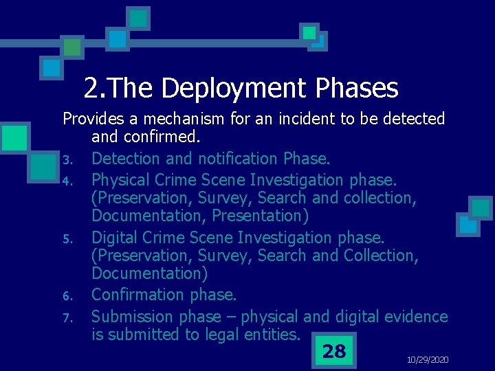 2. The Deployment Phases Provides a mechanism for an incident to be detected and
