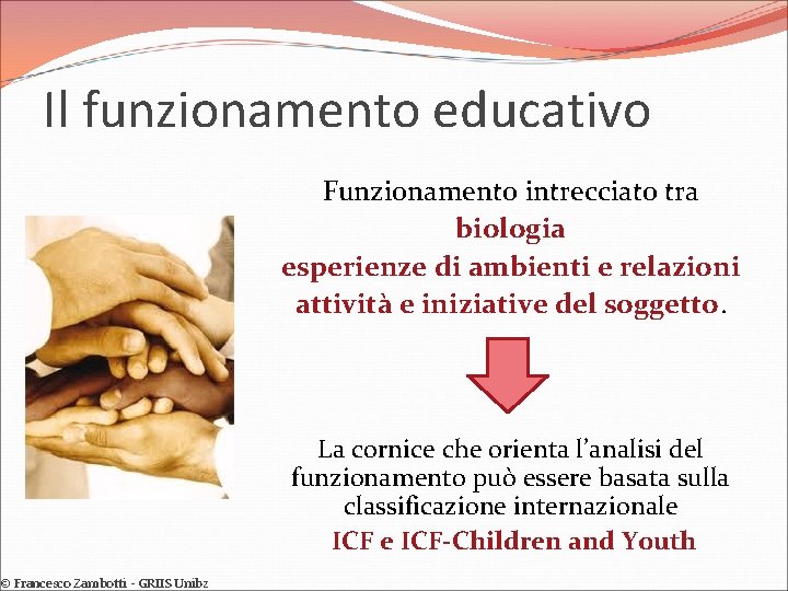 Il funzionamento educativo © Francesco Zambotti - GRIIS Unibz Funzionamento intrecciato tra biologia esperienze