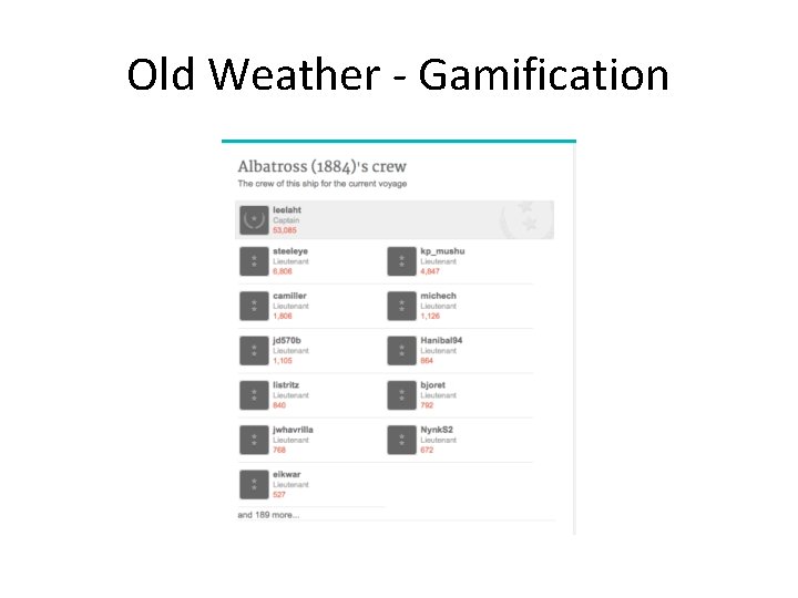 Old Weather - Gamification 