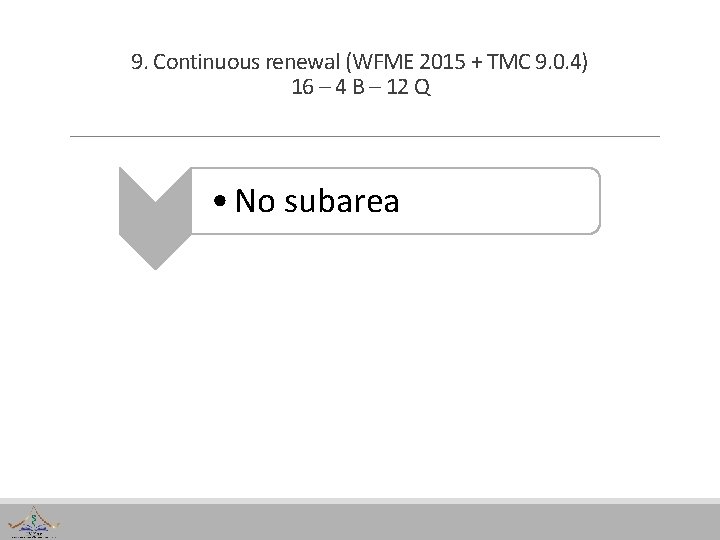 9. Continuous renewal (WFME 2015 + TMC 9. 0. 4) 16 – 4 B