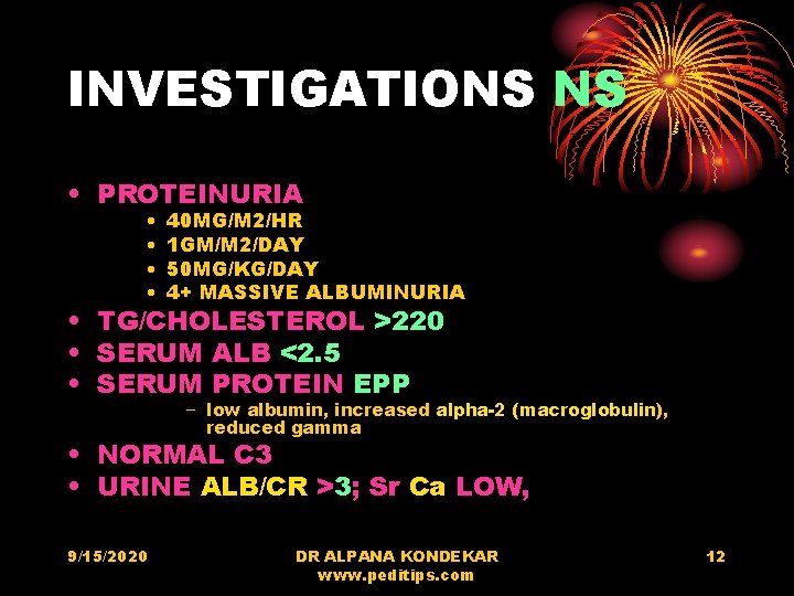 INVESTIGATIONS NS • PROTEINURIA • • 40 MG/M 2/HR 1 GM/M 2/DAY 50 MG/KG/DAY