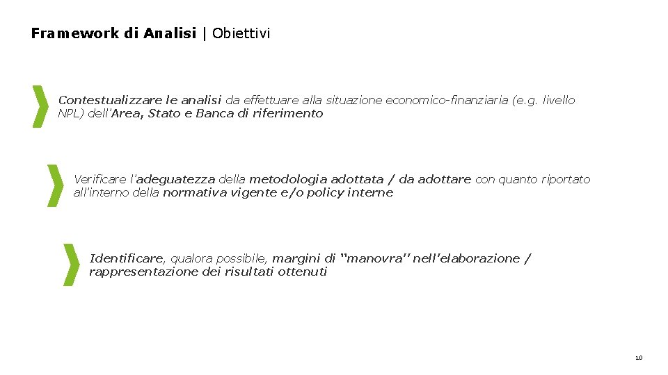 Framework di Analisi | Obiettivi Contestualizzare le analisi da effettuare alla situazione economico-finanziaria (e.