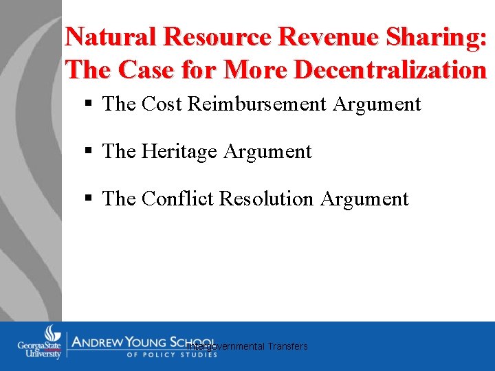 Natural Resource Revenue Sharing: The Case for More Decentralization § The Cost Reimbursement Argument