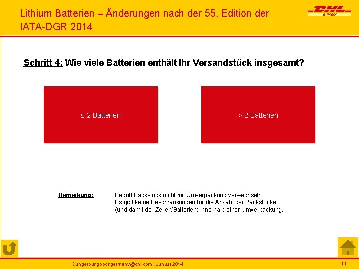 Lithium Batterien – Änderungen nach der 55. Edition der IATA-DGR 2014 Schritt 4: Wie