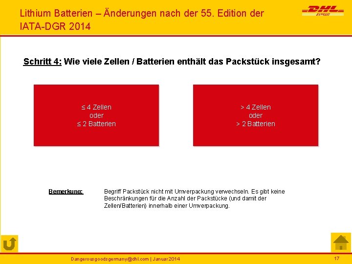 Lithium Batterien – Änderungen nach der 55. Edition der IATA-DGR 2014 Schritt 4: Wie