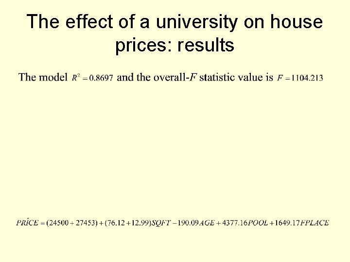 The effect of a university on house prices: results 