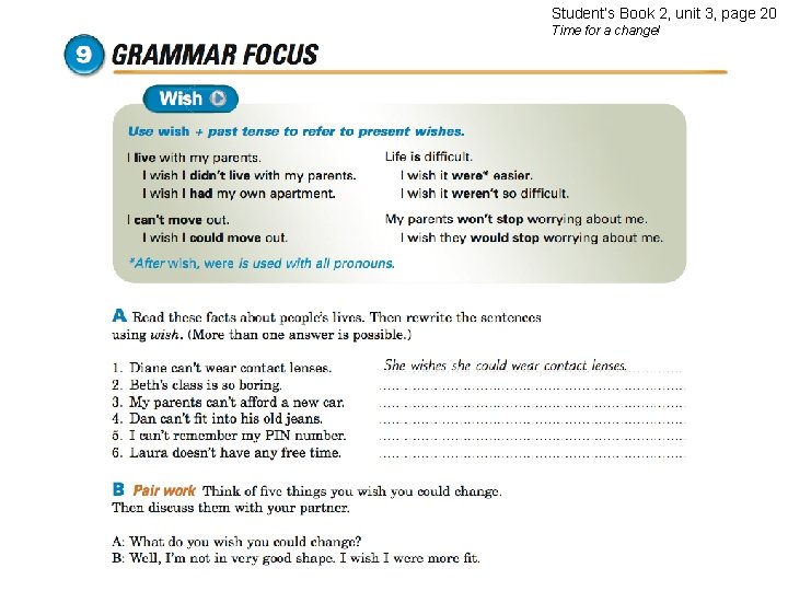 Student’s Book 2, unit 3, page 20 Time for a change! 