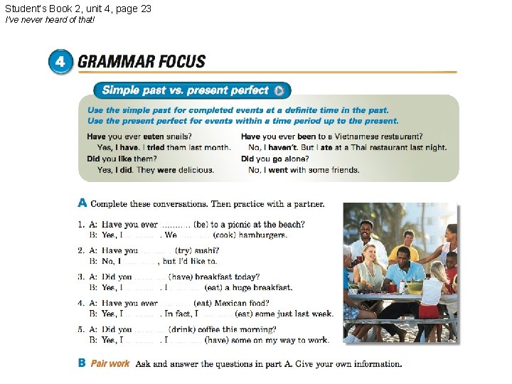 Student’s Book 2, unit 4, page 23 I’ve never heard of that! 